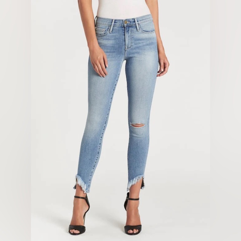 FRAME Denim Le Skinny De Jeanne Side Fray in Scampi - Size 27